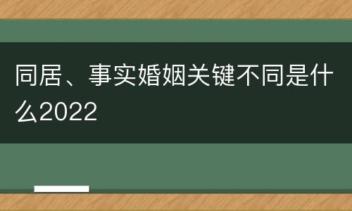 同居、事实婚姻关键不同是什么2022