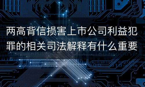 两高背信损害上市公司利益犯罪的相关司法解释有什么重要规定
