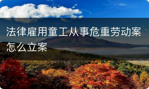 法律雇用童工从事危重劳动案怎么立案