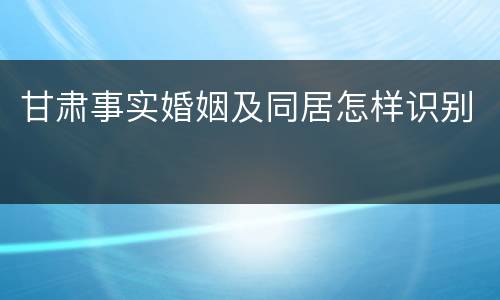 甘肃事实婚姻及同居怎样识别