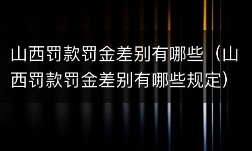 山西罚款罚金差别有哪些（山西罚款罚金差别有哪些规定）