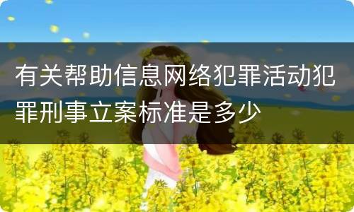 有关帮助信息网络犯罪活动犯罪刑事立案标准是多少