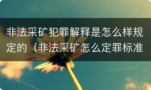 非法采矿犯罪解释是怎么样规定的（非法采矿怎么定罪标准）