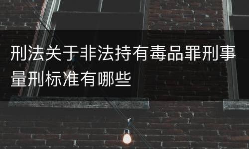 刑法关于非法持有毒品罪刑事量刑标准有哪些