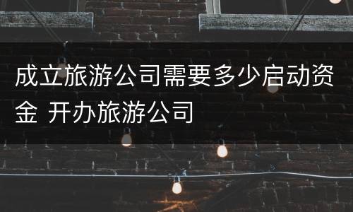 成立旅游公司需要多少启动资金 开办旅游公司