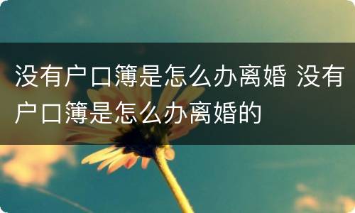 没有户口簿是怎么办离婚 没有户口簿是怎么办离婚的