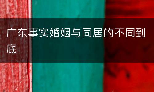 广东事实婚姻与同居的不同到底