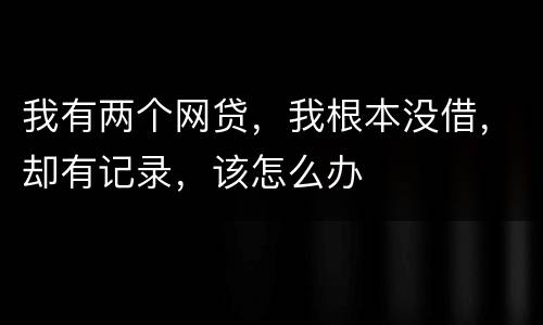 我有两个网贷，我根本没借，却有记录，该怎么办