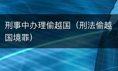 刑事中办理偷越国（刑法偷越国境罪）