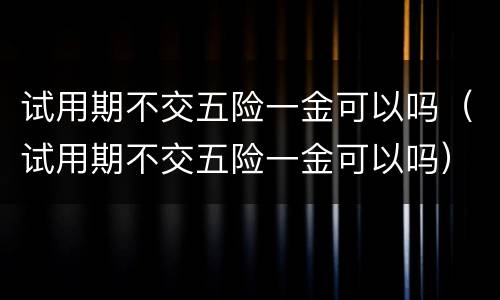 试用期不交五险一金可以吗（试用期不交五险一金可以吗）