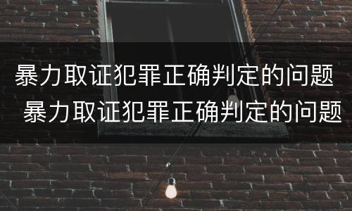 暴力取证犯罪正确判定的问题 暴力取证犯罪正确判定的问题有哪些