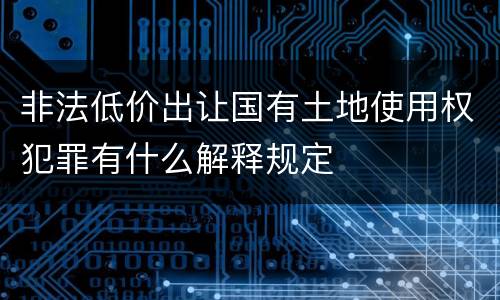 非法低价出让国有土地使用权犯罪有什么解释规定