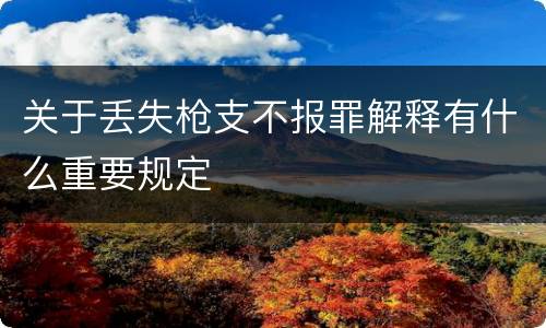 关于丢失枪支不报罪解释有什么重要规定