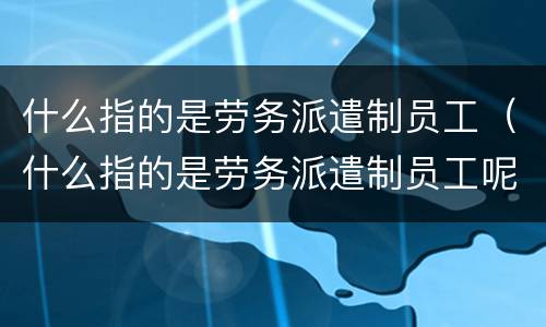 什么指的是劳务派遣制员工（什么指的是劳务派遣制员工呢）