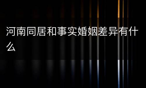 河南同居和事实婚姻差异有什么