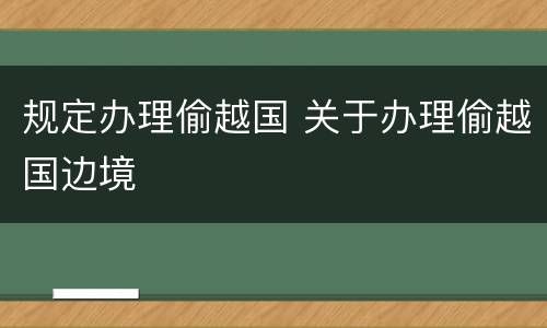 规定办理偷越国 关于办理偷越国边境
