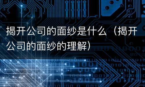 揭开公司的面纱是什么（揭开公司的面纱的理解）