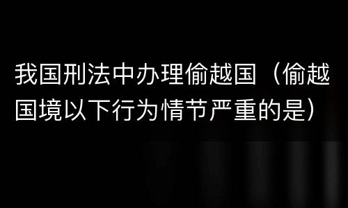 我国刑法中办理偷越国（偷越国境以下行为情节严重的是）