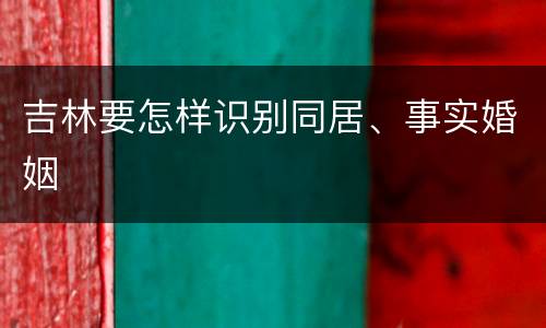 吉林要怎样识别同居、事实婚姻