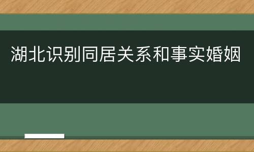 湖北识别同居关系和事实婚姻