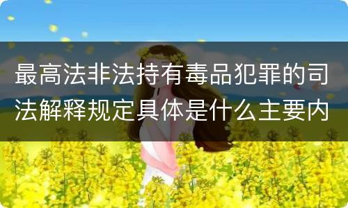 最高法非法持有毒品犯罪的司法解释规定具体是什么主要内容