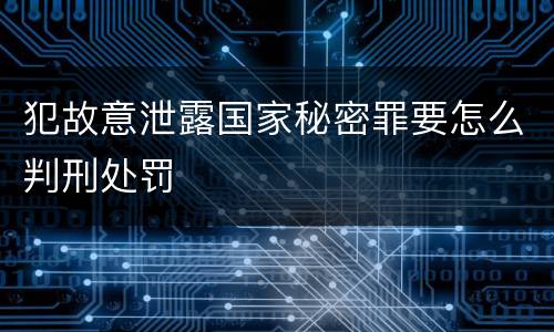 犯故意泄露国家秘密罪要怎么判刑处罚