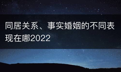 同居关系、事实婚姻的不同表现在哪2022