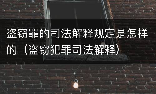 盗窃罪的司法解释规定是怎样的（盗窃犯罪司法解释）