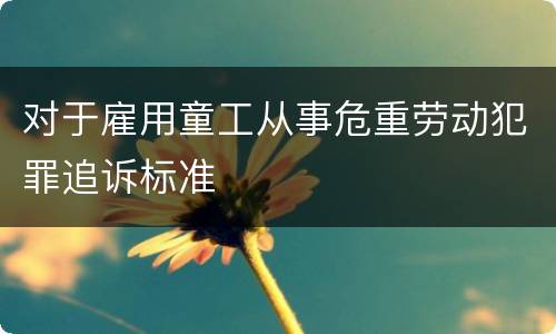对于雇用童工从事危重劳动犯罪追诉标准