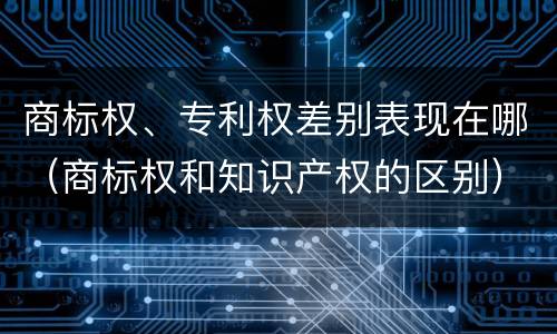 商标权、专利权差别表现在哪（商标权和知识产权的区别）