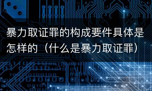 暴力取证罪的构成要件具体是怎样的（什么是暴力取证罪）
