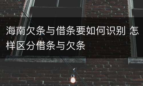海南欠条与借条要如何识别 怎样区分借条与欠条