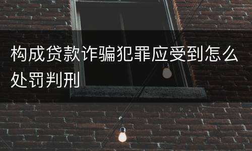 构成贷款诈骗犯罪应受到怎么处罚判刑