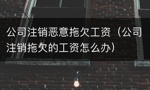 公司注销恶意拖欠工资（公司注销拖欠的工资怎么办）