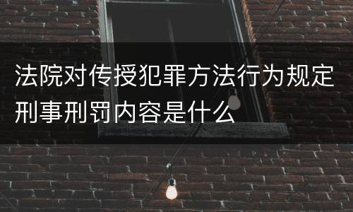 法院对传授犯罪方法行为规定刑事刑罚内容是什么
