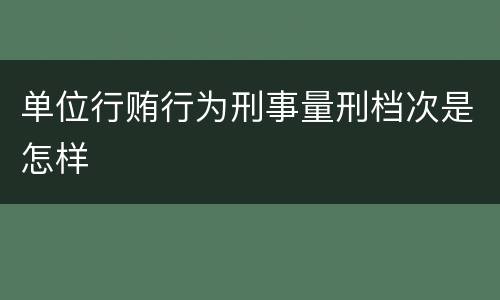 单位行贿行为刑事量刑档次是怎样