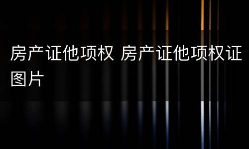房产证他项权 房产证他项权证图片