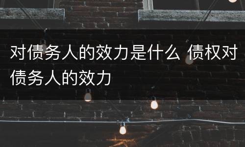 对债务人的效力是什么 债权对债务人的效力