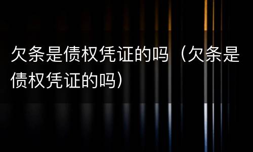 欠条是债权凭证的吗（欠条是债权凭证的吗）