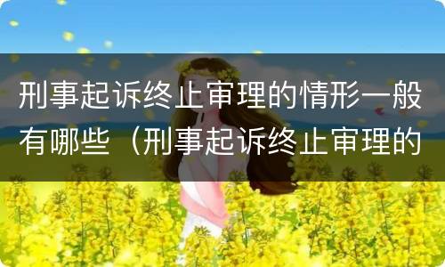 刑事起诉终止审理的情形一般有哪些（刑事起诉终止审理的情形一般有哪些呢）