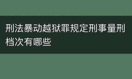 刑法暴动越狱罪规定刑事量刑档次有哪些