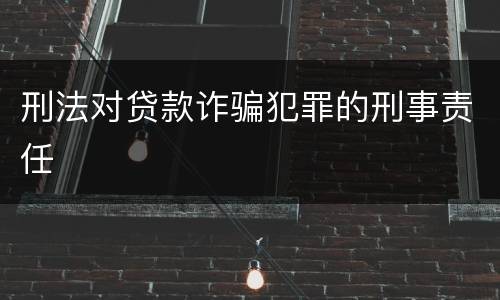 刑法对贷款诈骗犯罪的刑事责任