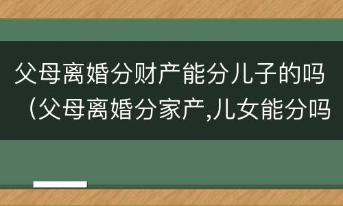 父母离婚分财产能分儿子的吗（父母离婚分家产,儿女能分吗）