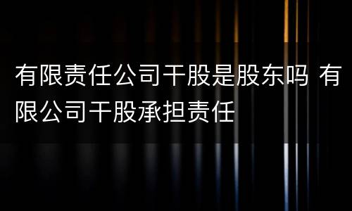 有限责任公司干股是股东吗 有限公司干股承担责任