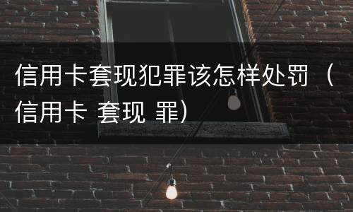 信用卡套现犯罪该怎样处罚（信用卡 套现 罪）