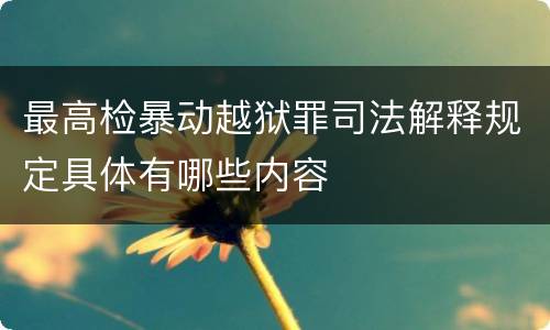 最高检暴动越狱罪司法解释规定具体有哪些内容