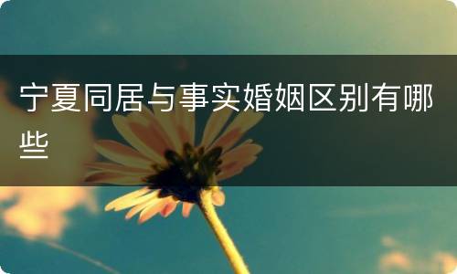 宁夏同居与事实婚姻区别有哪些