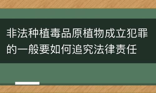非法种植毒品原植物成立犯罪的一般要如何追究法律责任