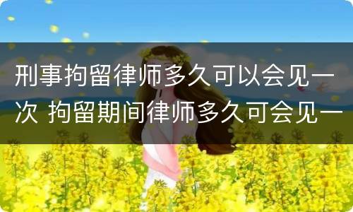 刑事拘留律师多久可以会见一次 拘留期间律师多久可会见一次