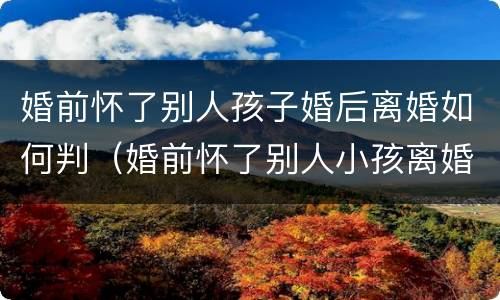 婚前怀了别人孩子婚后离婚如何判（婚前怀了别人小孩离婚怎么判）